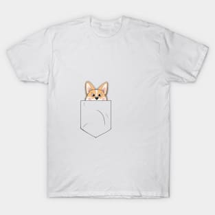 Corgi in a Pocket T-Shirt